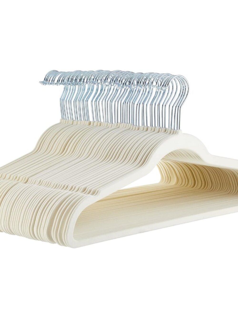 Slim Velvet Non-Slip Ivory Clothes Hangers, 30ct